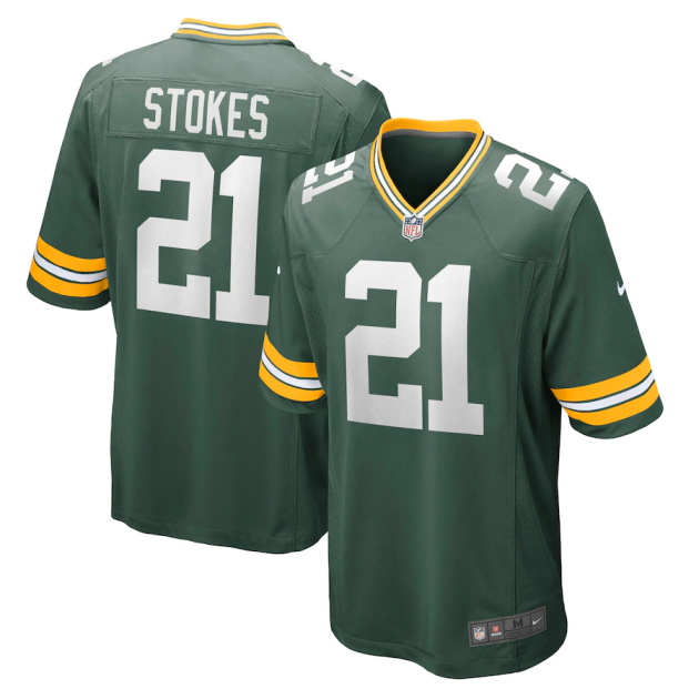 mens nike eric stokes green green bay packers game jersey